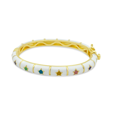 White and Multicolor Stars Kids Bangle Bracelet - SHOPKURY.COM