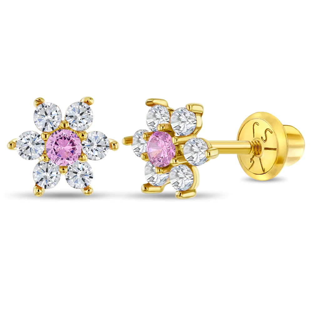 Clear and Pink flower Kids Earrings - SHOPKURY.COM