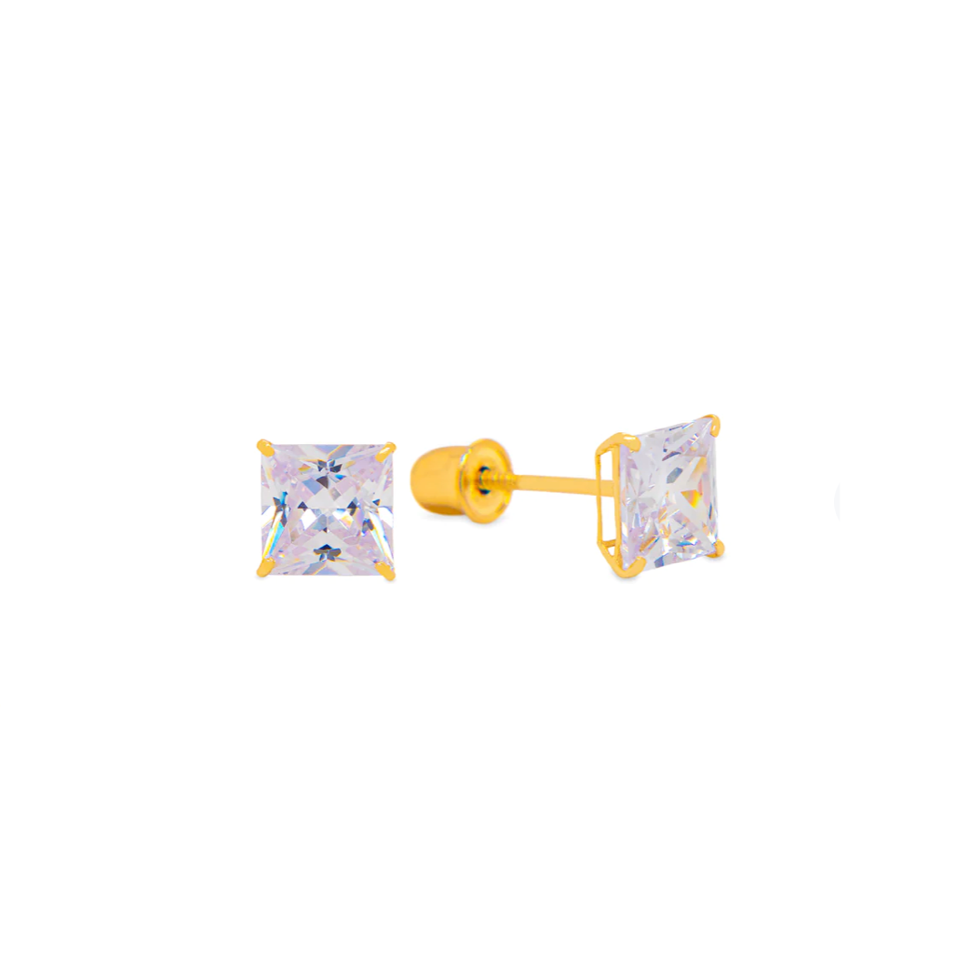 3MM Square CZ Stud Earrings - SHOPKURY.COM