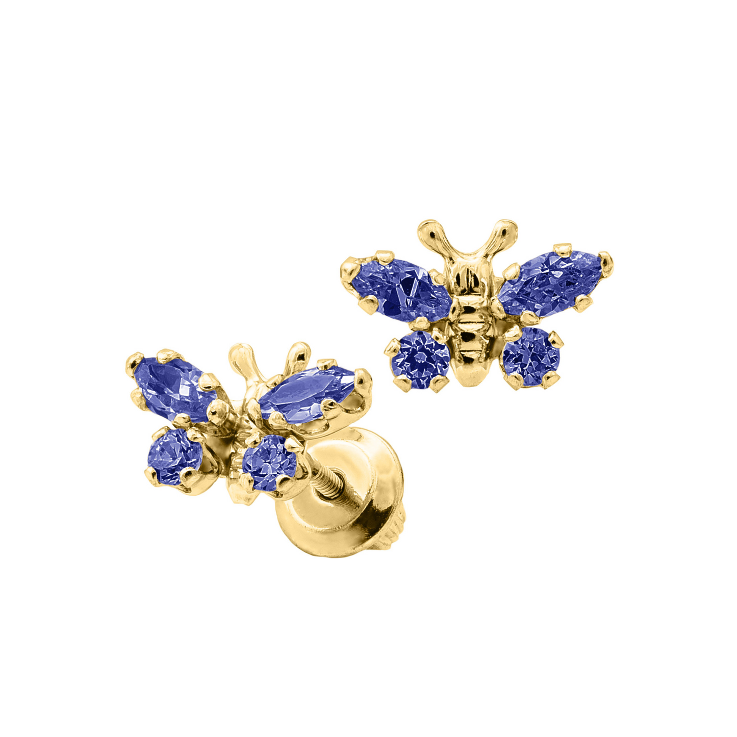Birthstone Butterfly Kids Stud Earrings - September - SHOPKURY.COM