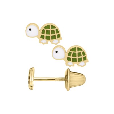 Turtle with Enamel Kids Stud Earrings - SHOPKURY.COM
