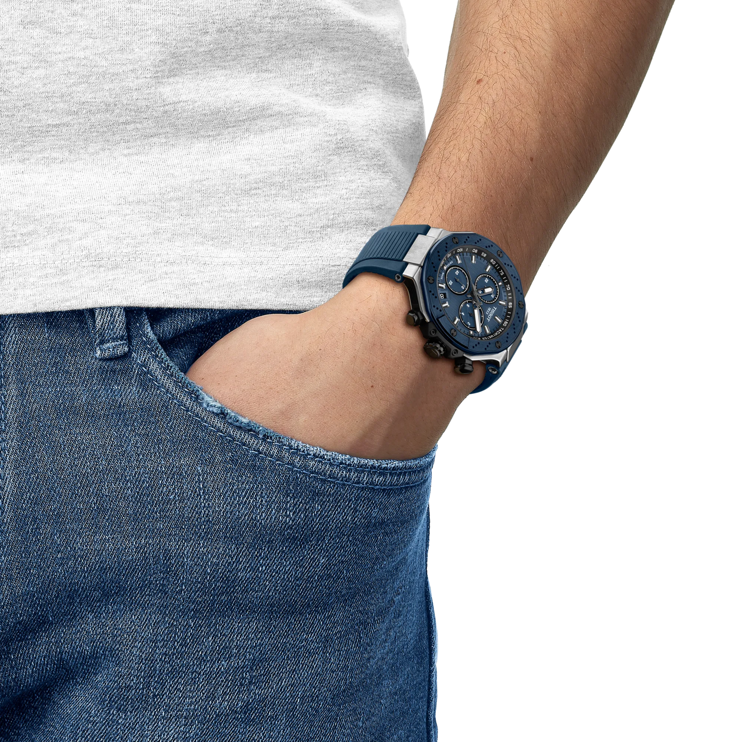 T-Race 45mm Watch with Blue Dial and Strap by TISSOT