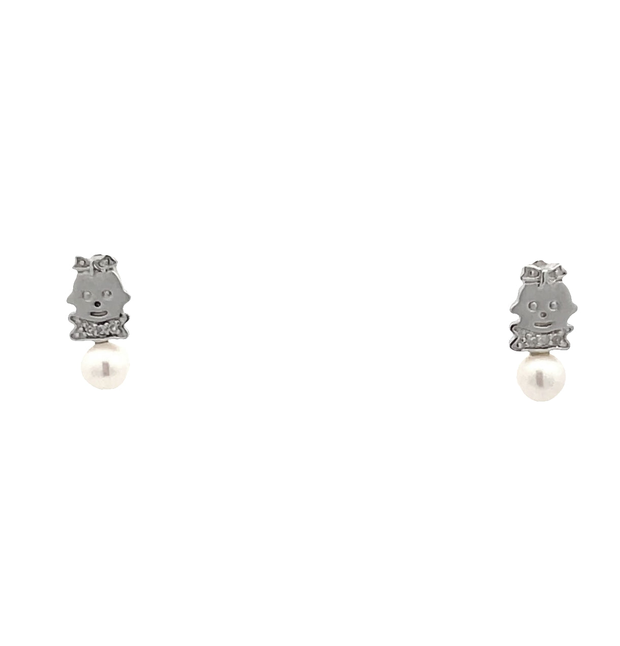 Girl on a Pearl with Bow Stud Earrings - SHOPKURY.COM
