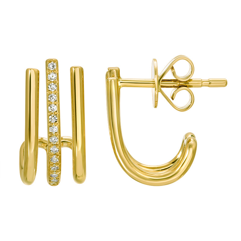 Triple Line Half Huggie Earrings - SHOPKURY.COM