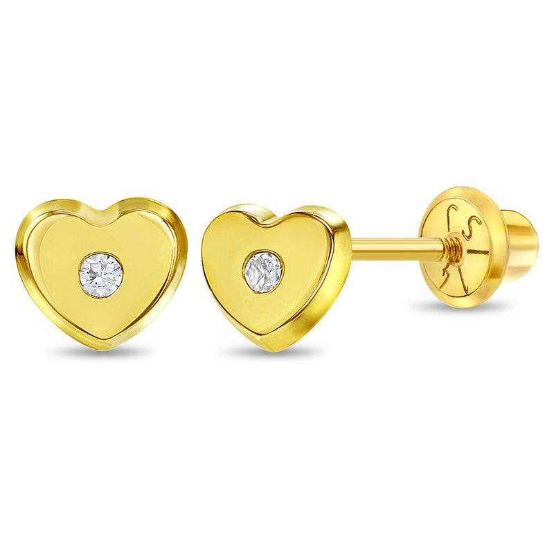 Golden Heart Stone Kids Earrings - SHOPKURY.COM
