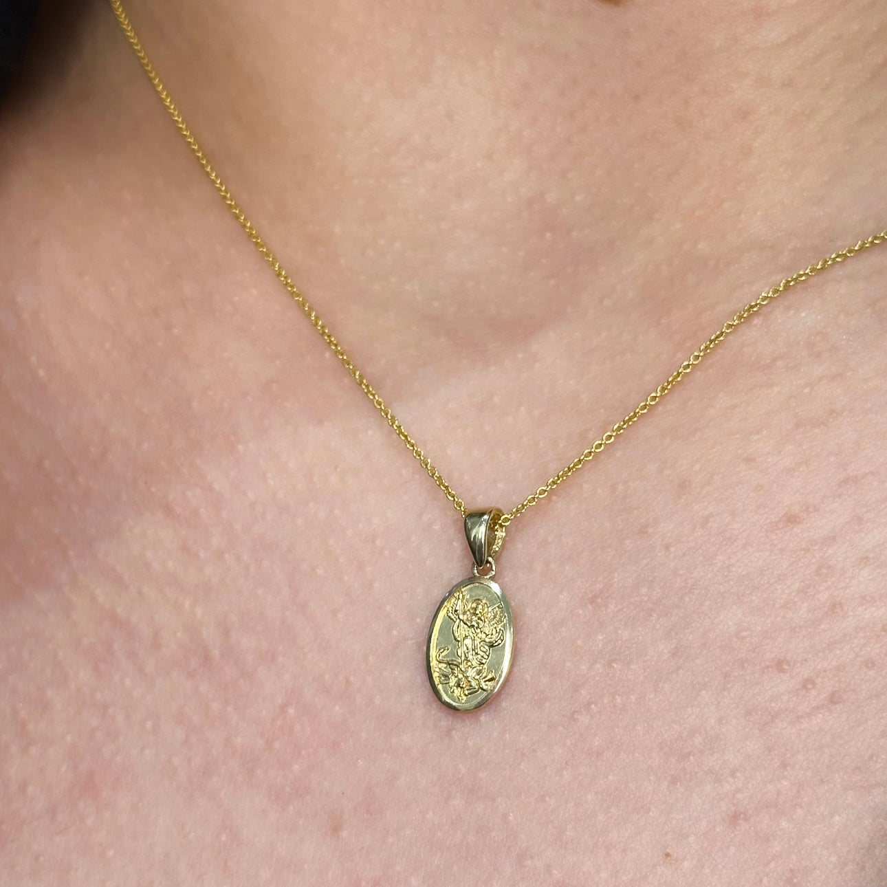 Saint Michael Oval 14MM Pendant - SHOPKURY.COM