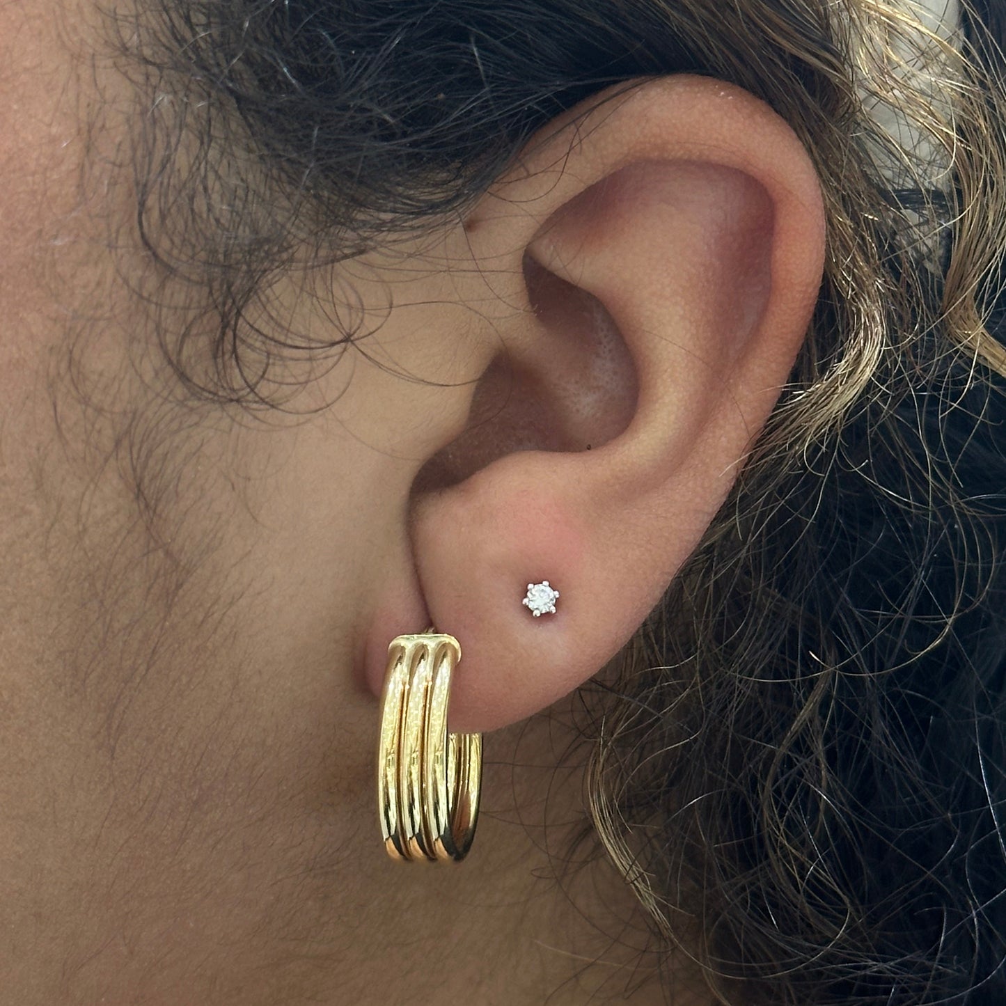 Triple Line 21MM Hoop Earrings - SHOPKURY.COM