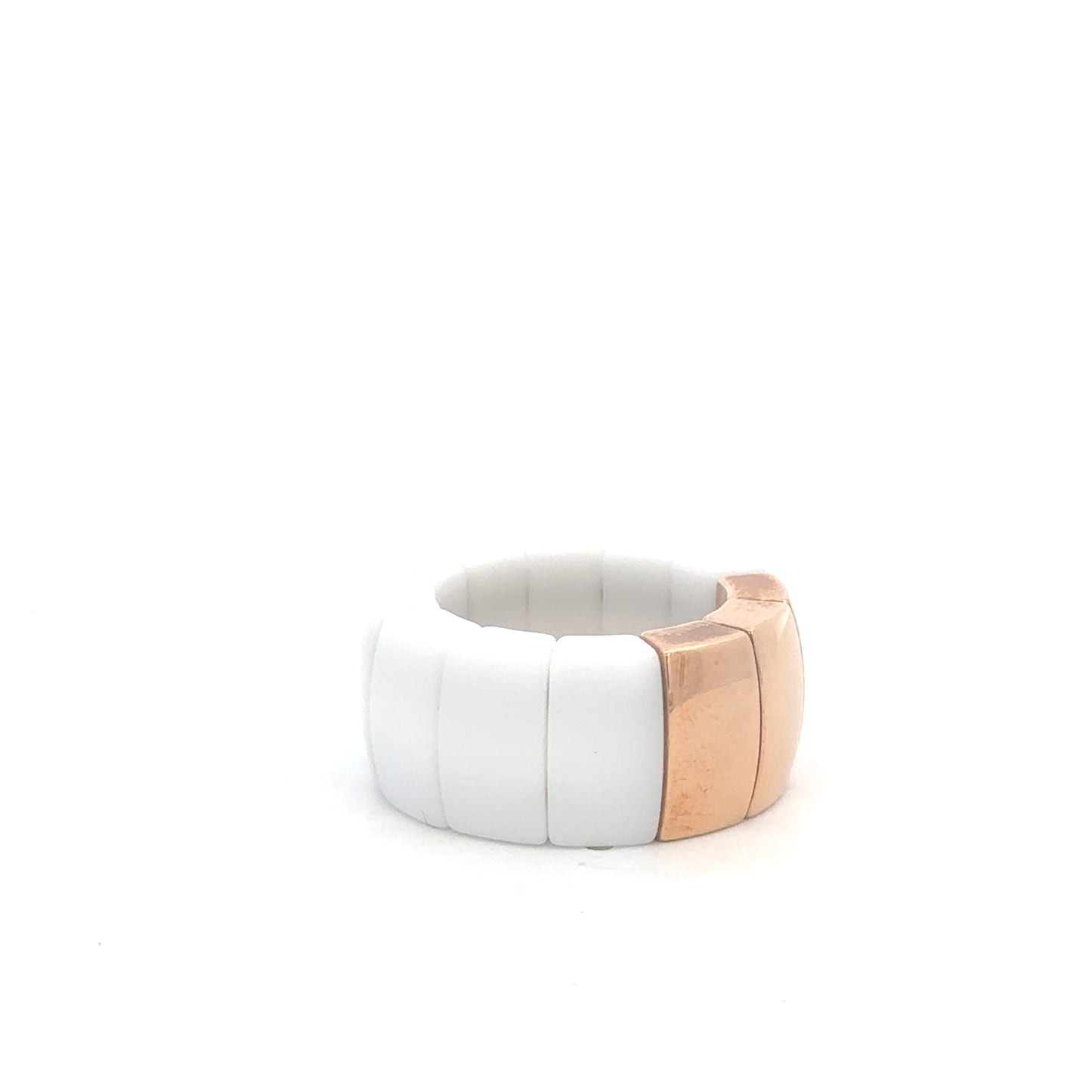 Aura White Ceramic and Rose Gold Ring (Size 6) - SHOPKURY.COM