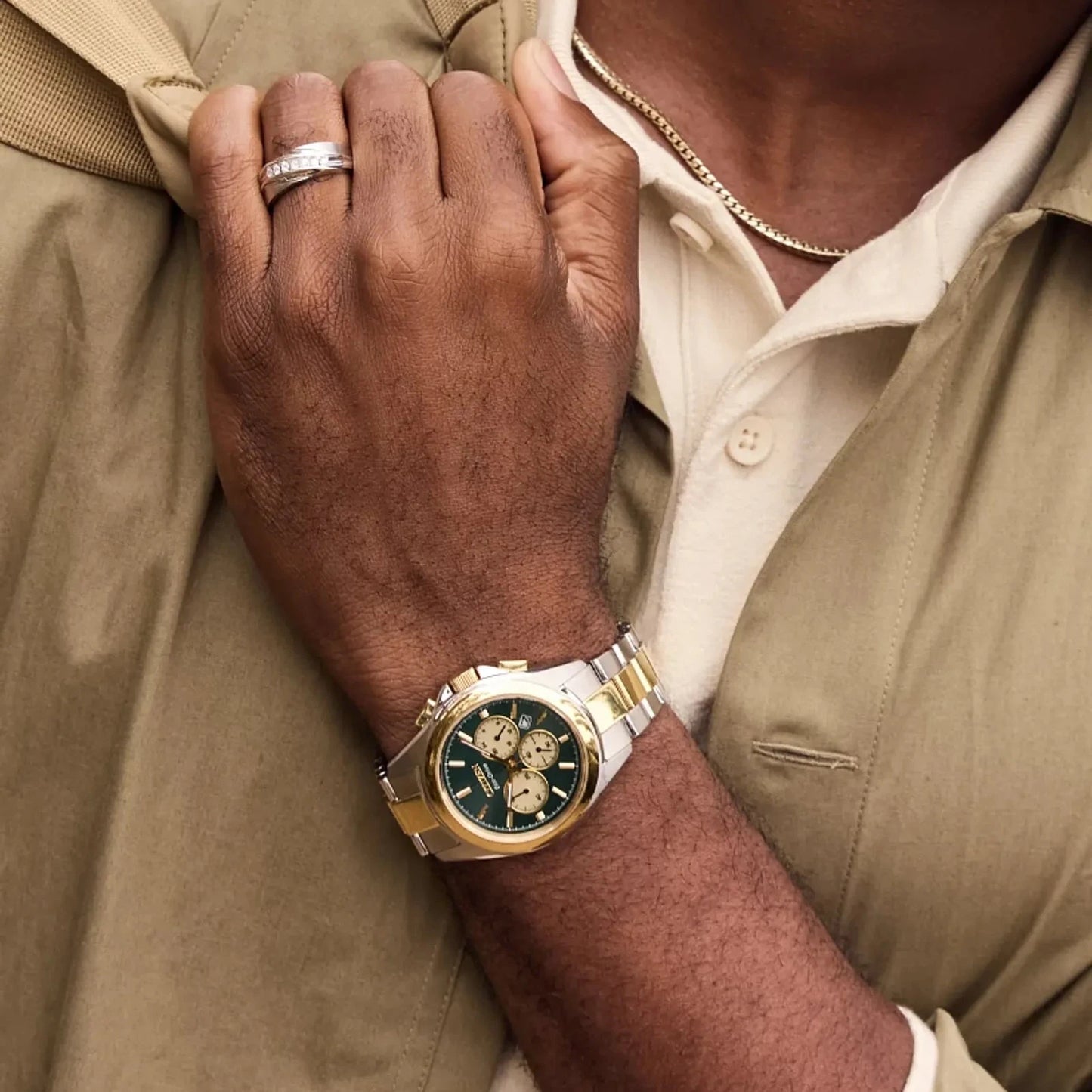 Green Dial Chronograph Two-Tone Watch by CITIZEN