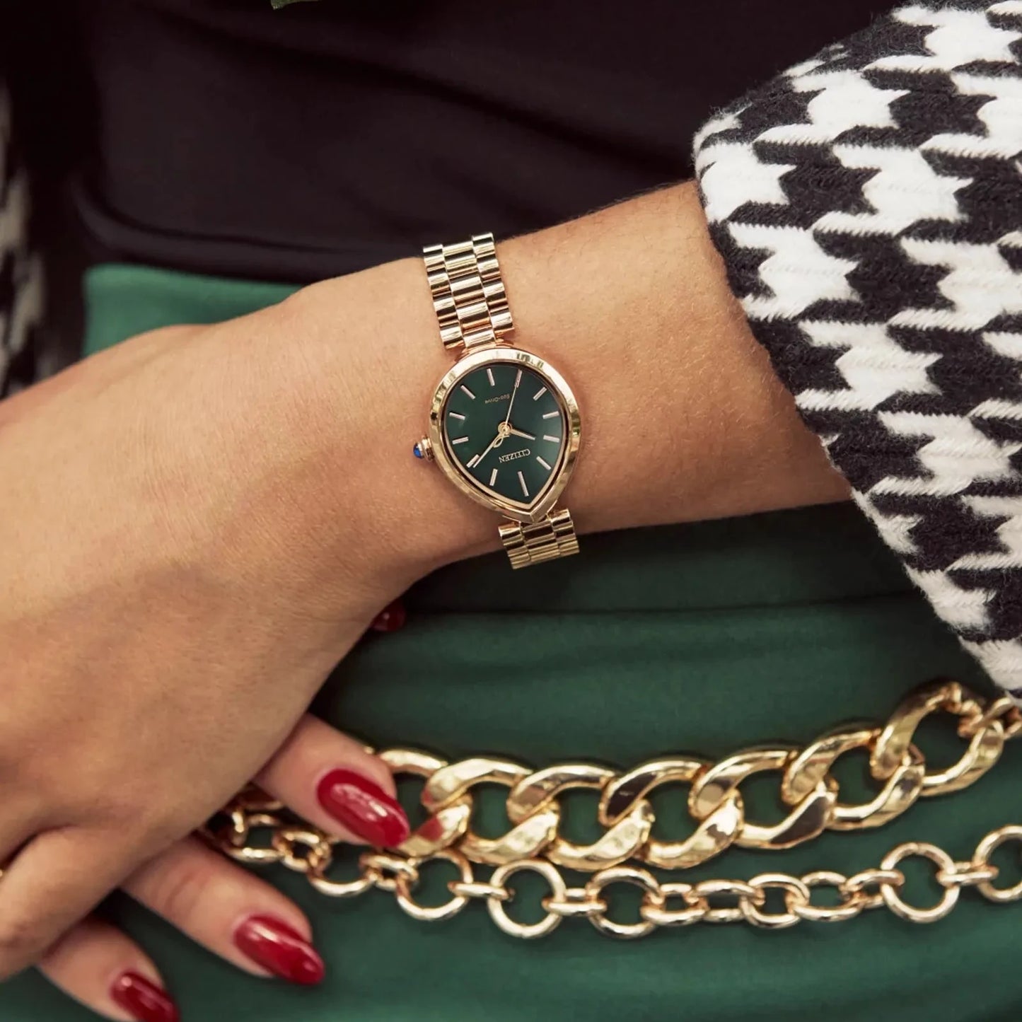 Rainell Green Dial Rose Gold Watch by CITIZEN