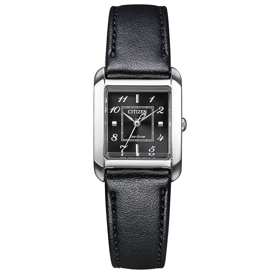 L Bianca Black Leather 22mm Watch by CITIZEN