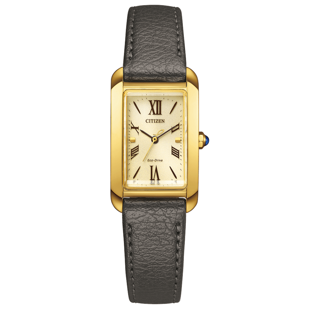 L Bianca Gold and Grey Rectangular 33MM Watch by CITIZEN