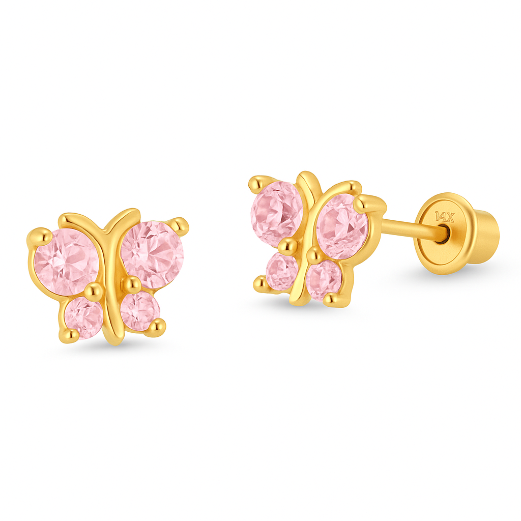 Light Pink Butterfly Stud Earrings - SHOPKURY.COM