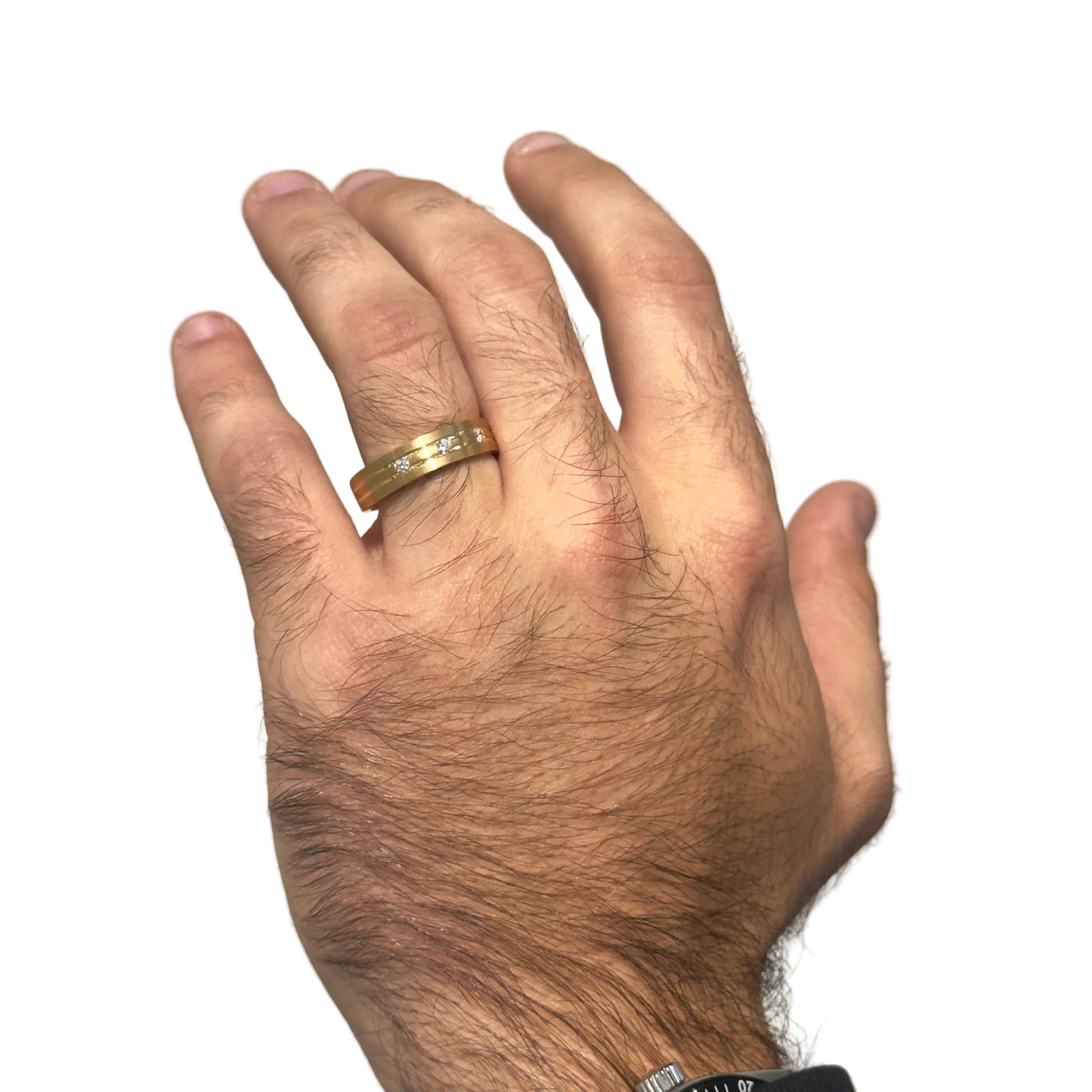 Three Diamond Gold Band by KURY BRIDAL