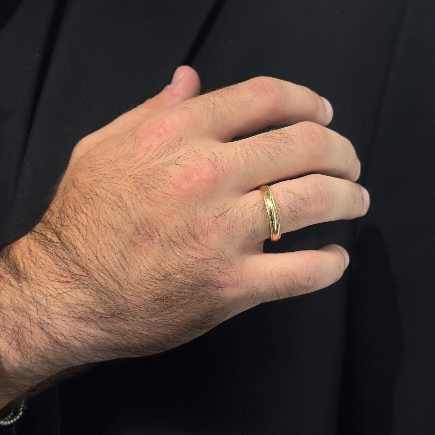 4mm Milgrain Edges Polished Wedding Ring 14KY by KURY BRIDAL