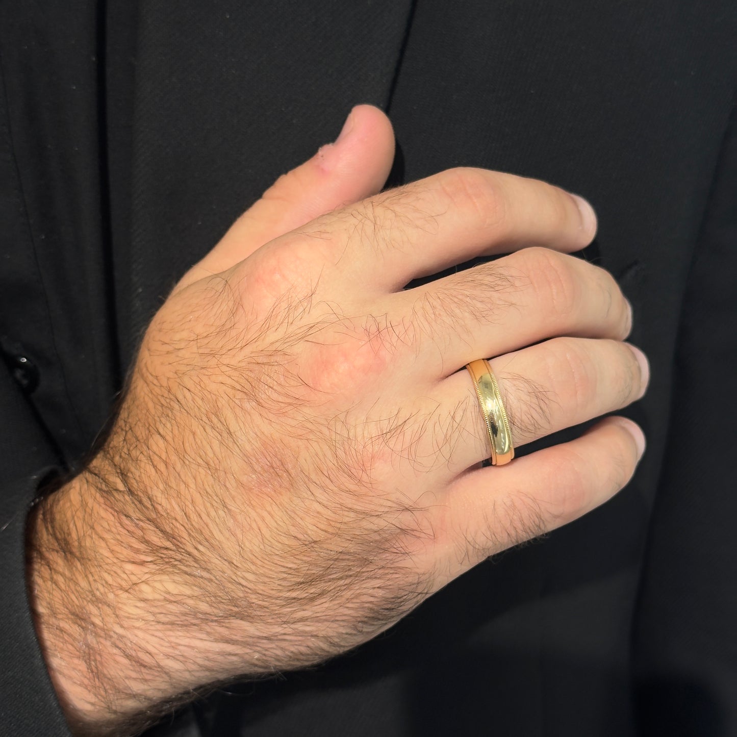 5MM Milgrain Gold Band 14KY by KURY BRIDAL