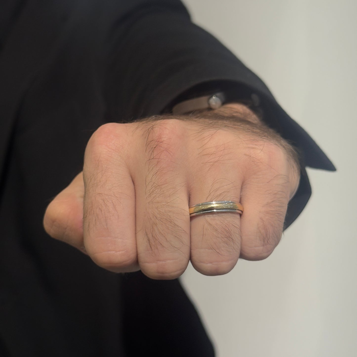 4MM White/Yellow Dome Wedding Ring by KURY BRIDAL