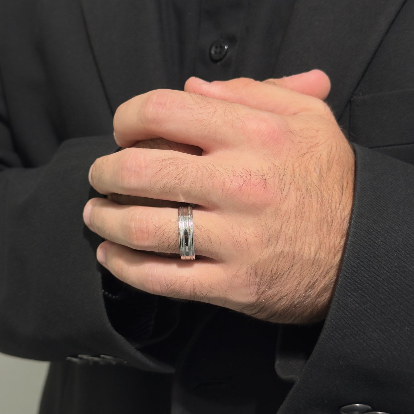 6mm Polished Milgrain Pattern Wedding Band by KURY BRIDAL