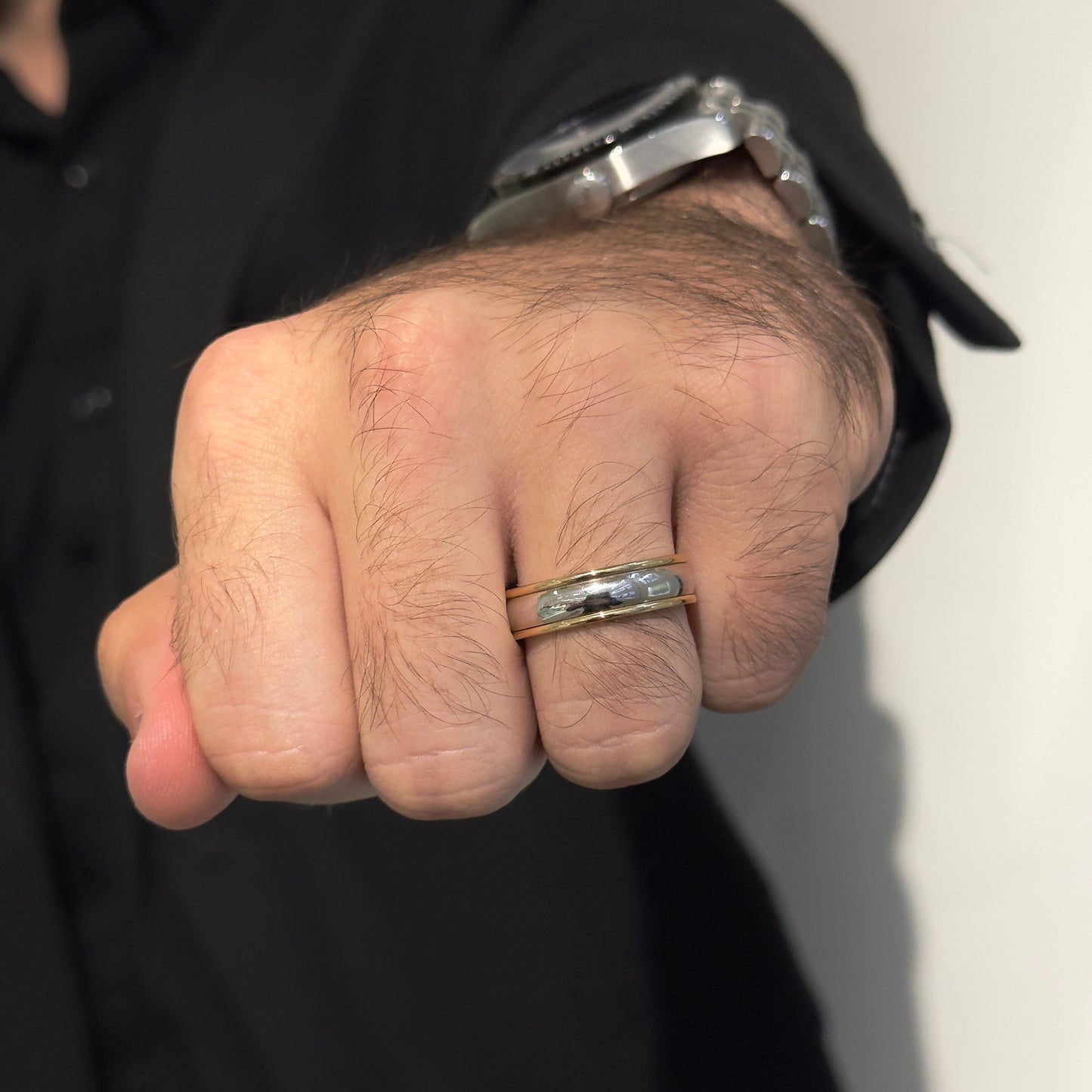 6MM Yellow/White Dome Wedding Ring by KURY BRIDAL