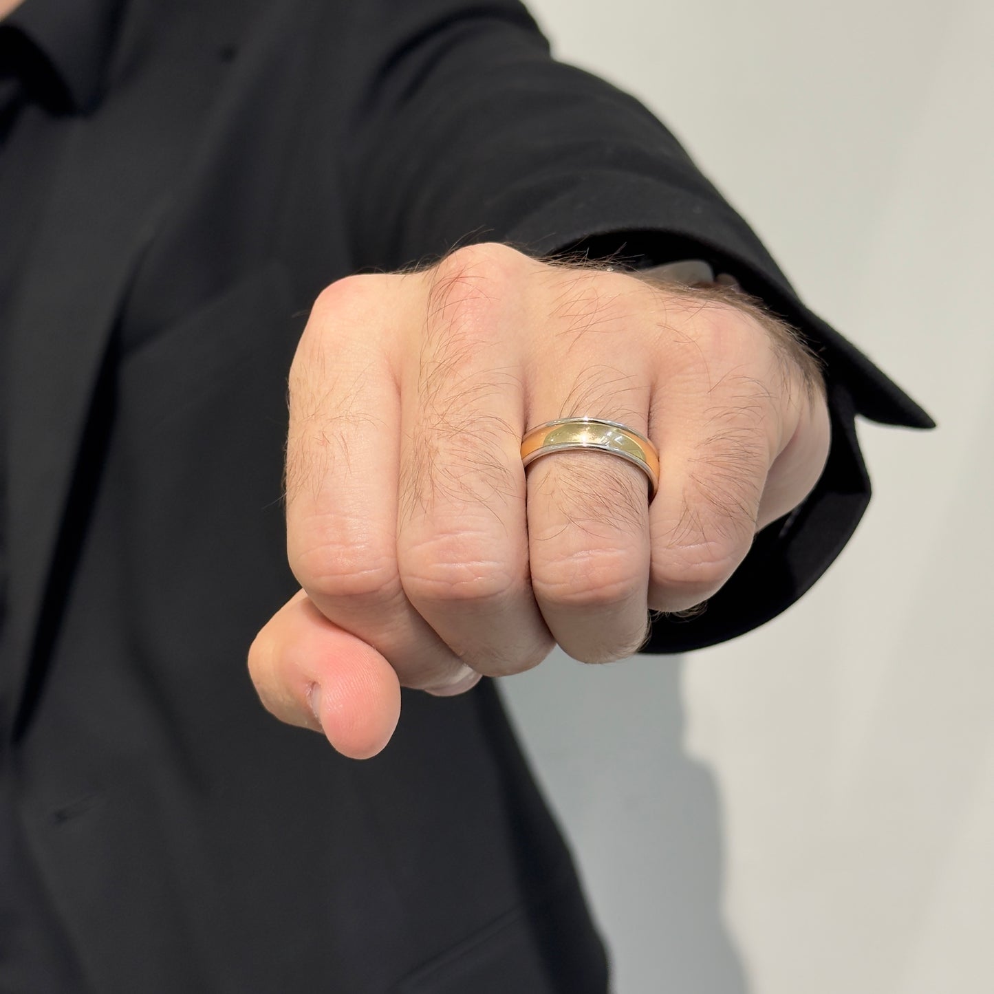 6MM White/Yellow Dome Wedding Ring by KURY BRIDAL