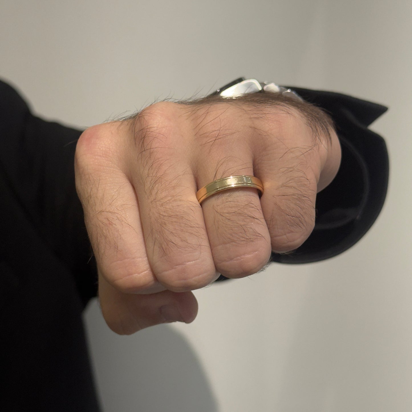 4MM Yellow gold Fancy Wedding Ring by KURY BRIDAL