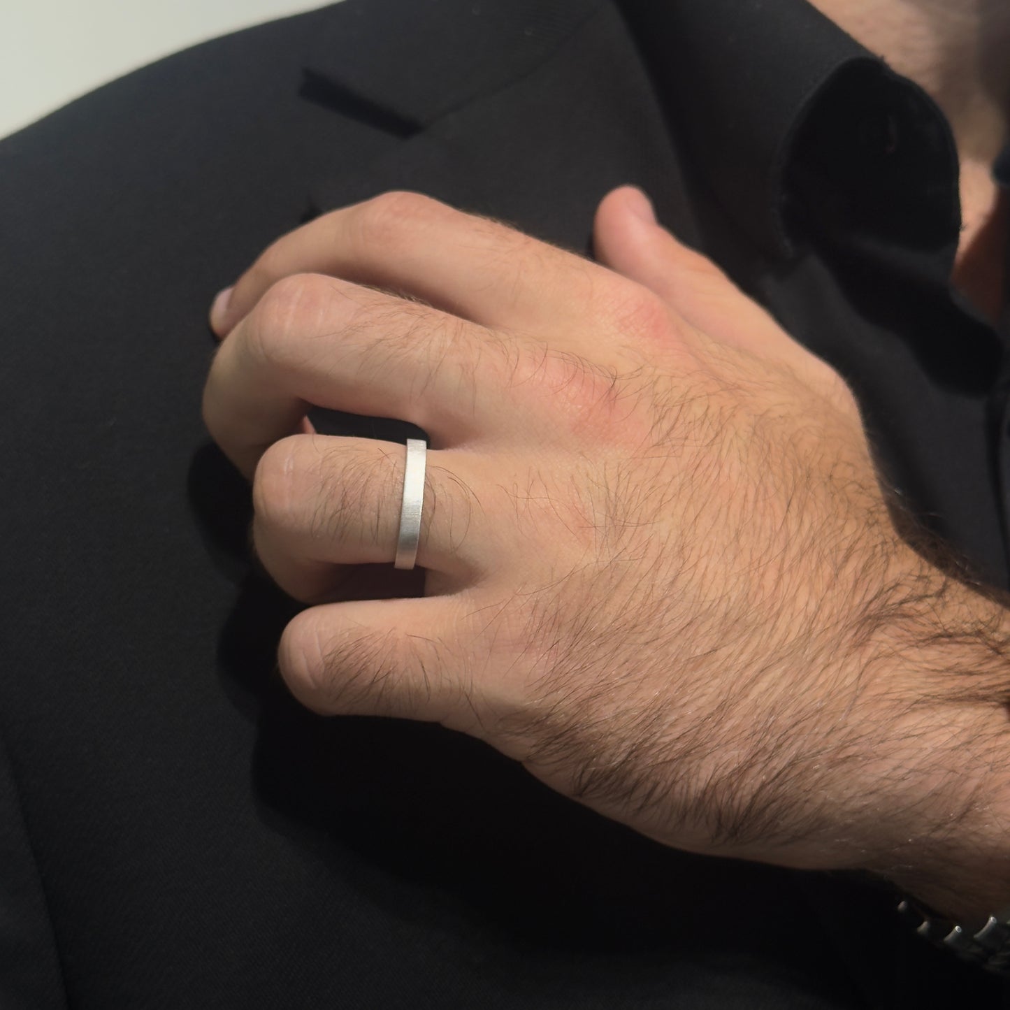 3MM Brushed White Gold Ring by KURY BRIDAL