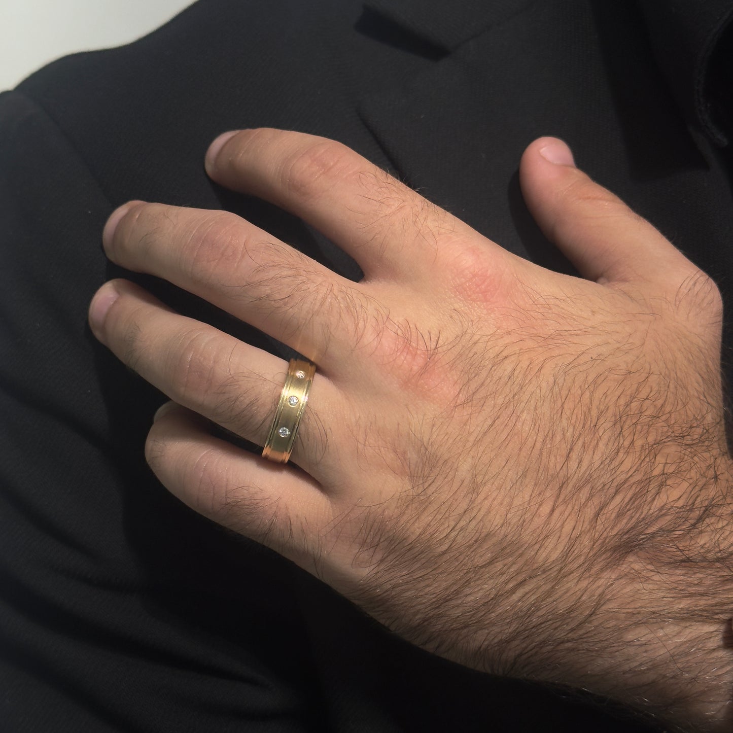 Brushed and Polished Edges Diamond Ring by KURY BRIDAL