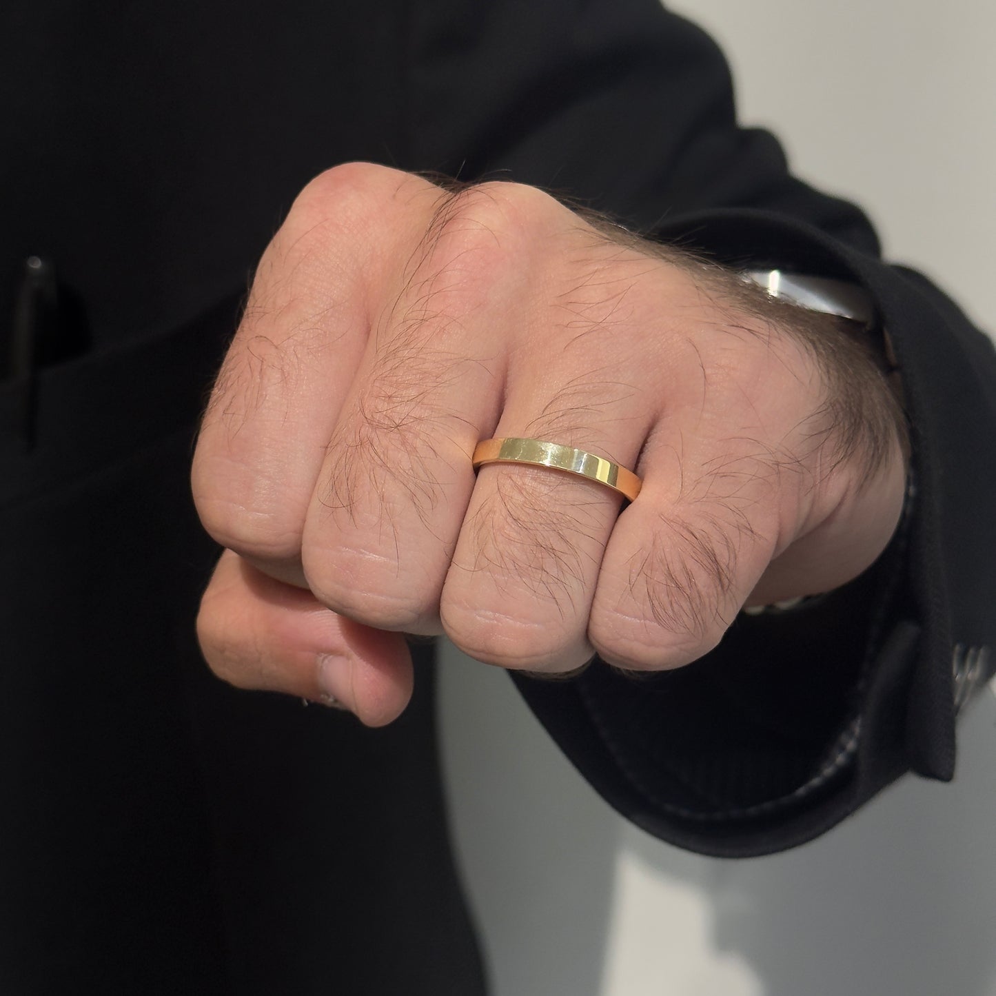 3MM Flat Yellow Gold Band by KURY BRIDAL