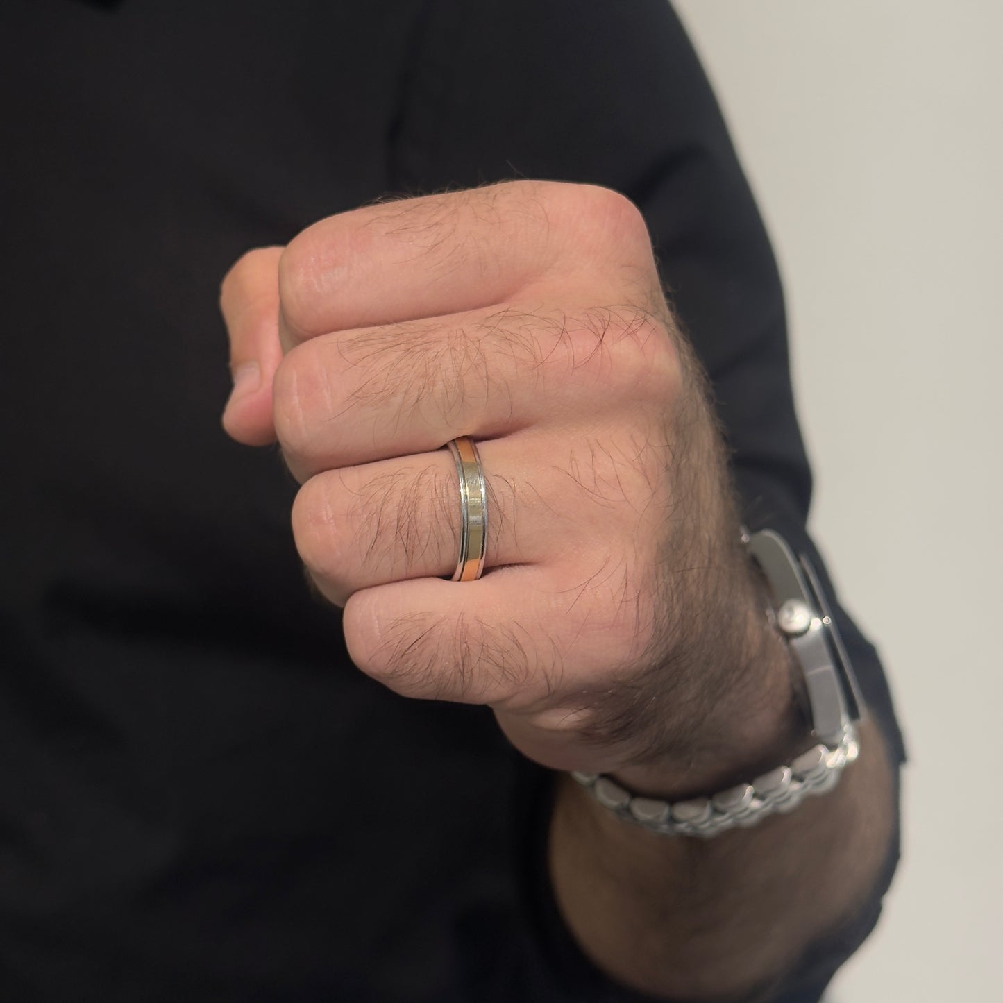 4MM White/Yellow Wedding Ring by KURY BRIDAL