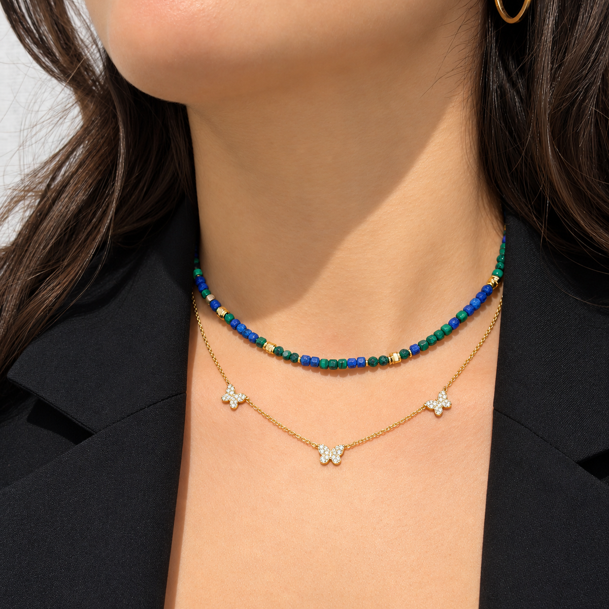 Three Butterflies Golden Kids Necklace by KURY COLLECTION
