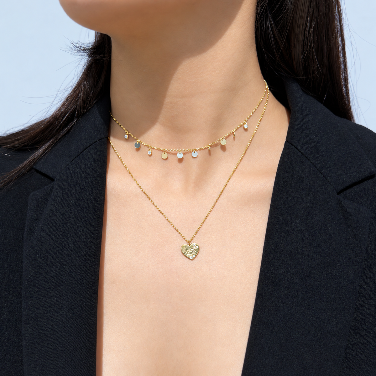 Multi-Disc Dangle Gold Plated Kids Necklace by KURY COLLECTION