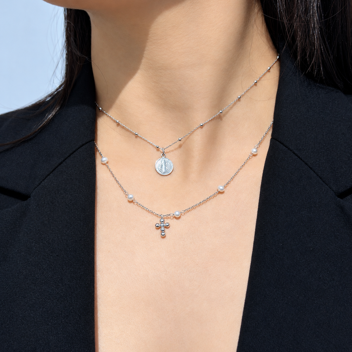 San Benito Silver Beaded Kids Necklace by KURY COLLECTION