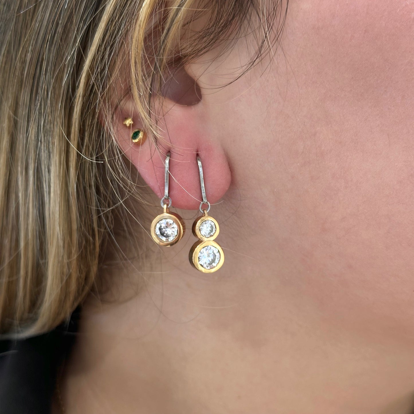 Double Zirconia Dangle Earrings - SHOPKURY.COM