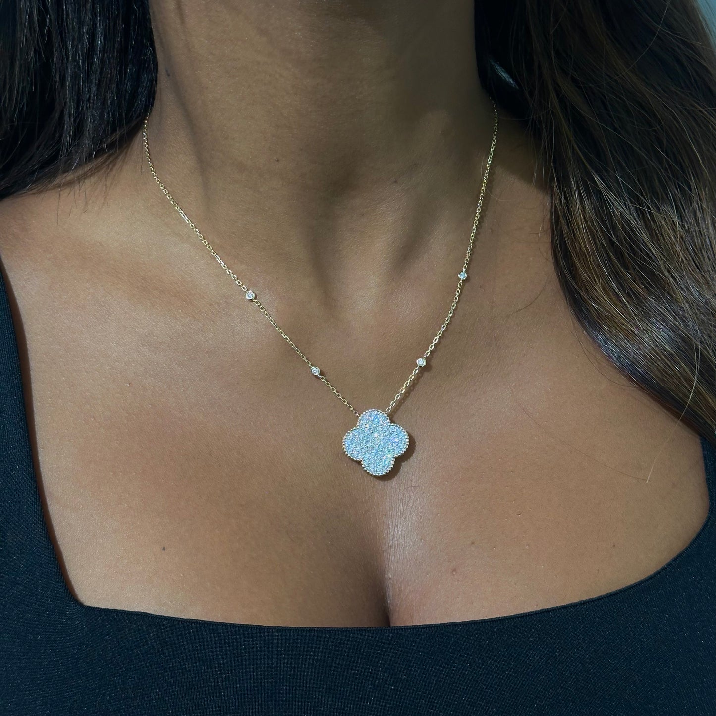 Pave Clover Necklace - SHOPKURY.COM