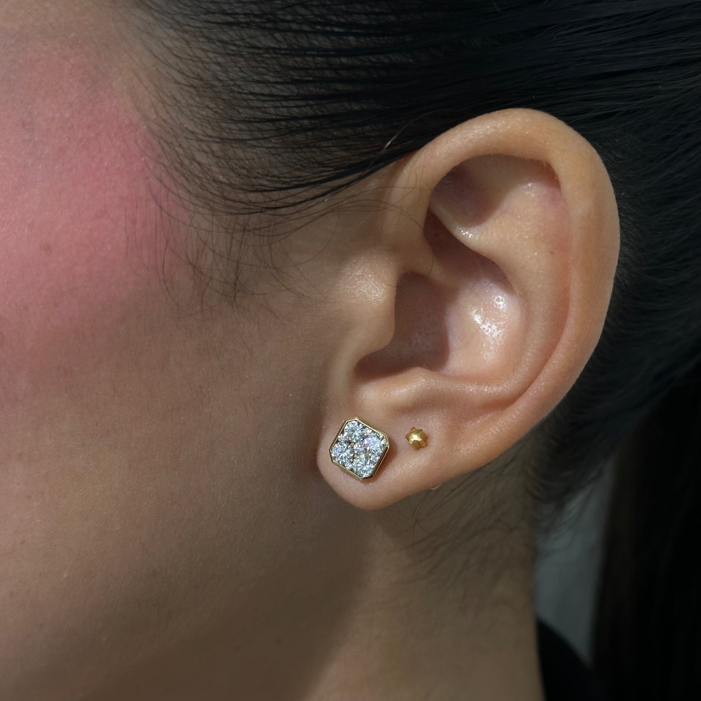 Square Diamond Stud Earrings - SHOPKURY.COM