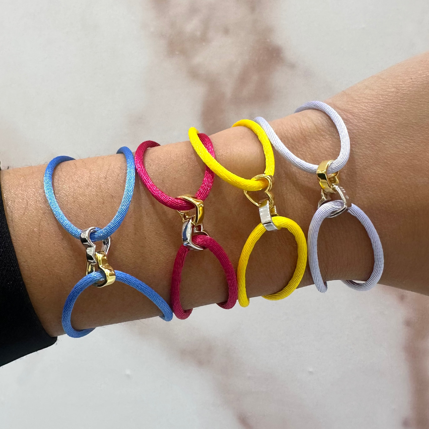 Heart To Heart Two Tone Links Cord Bracelet - SHOPKURY.COM