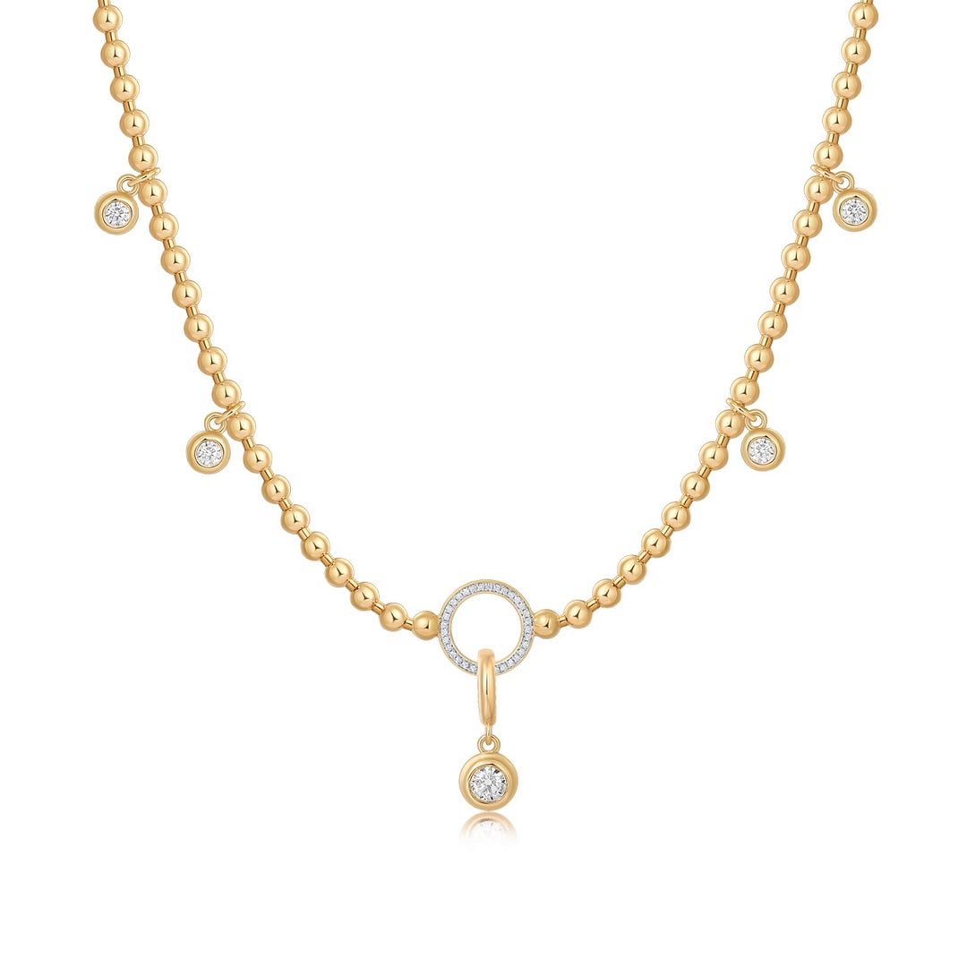Charm Necklace with Dangle Diamonds - SHOPKURY.COM
