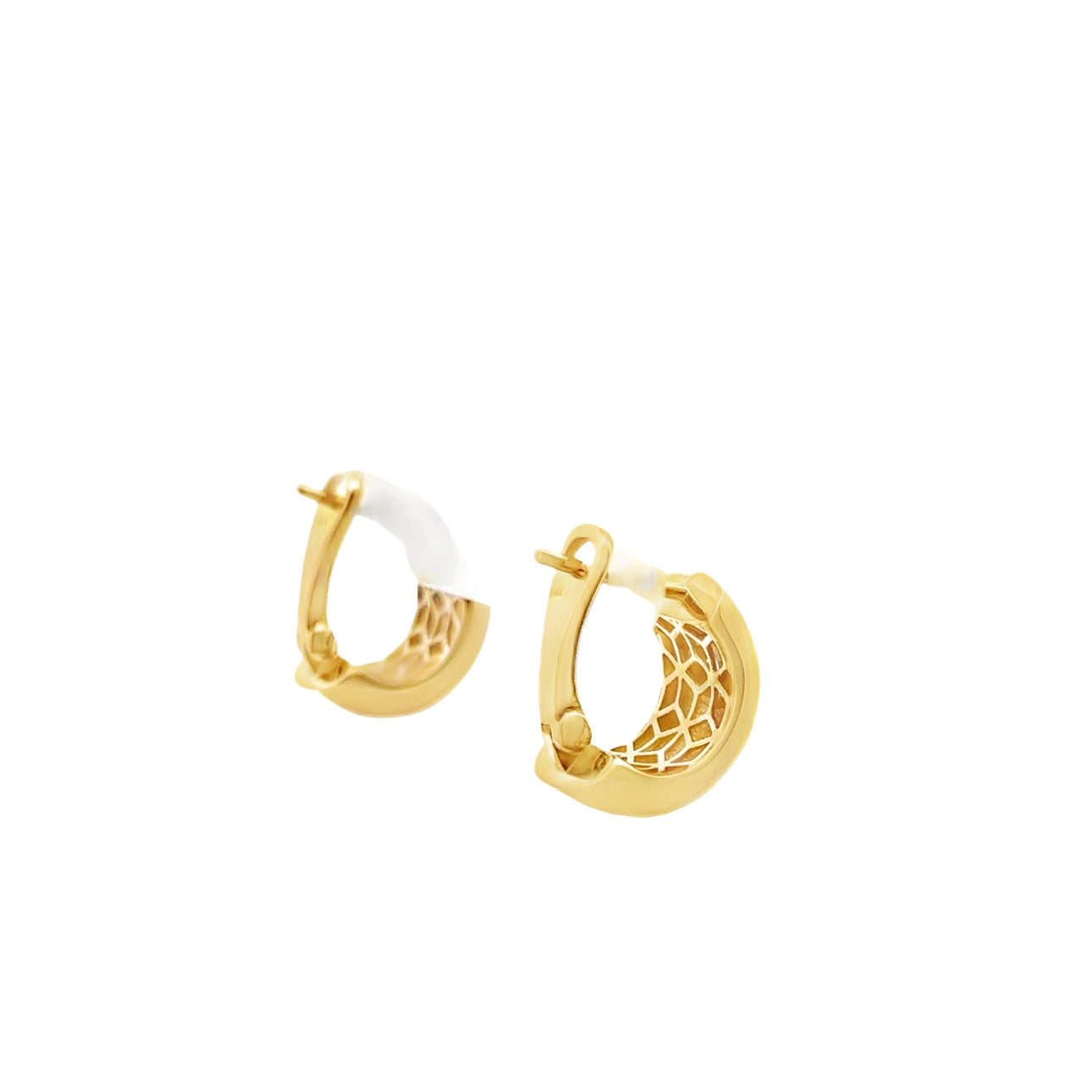 Omega Clasp Earrings with Clear Zirconia - SHOPKURY.COM