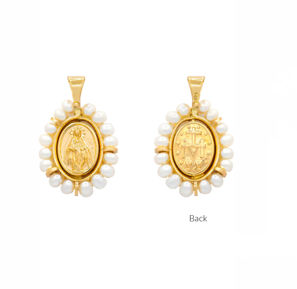 Milagrosa Pearl Frame Oval Pendant 17MM by KURY COLLECTION