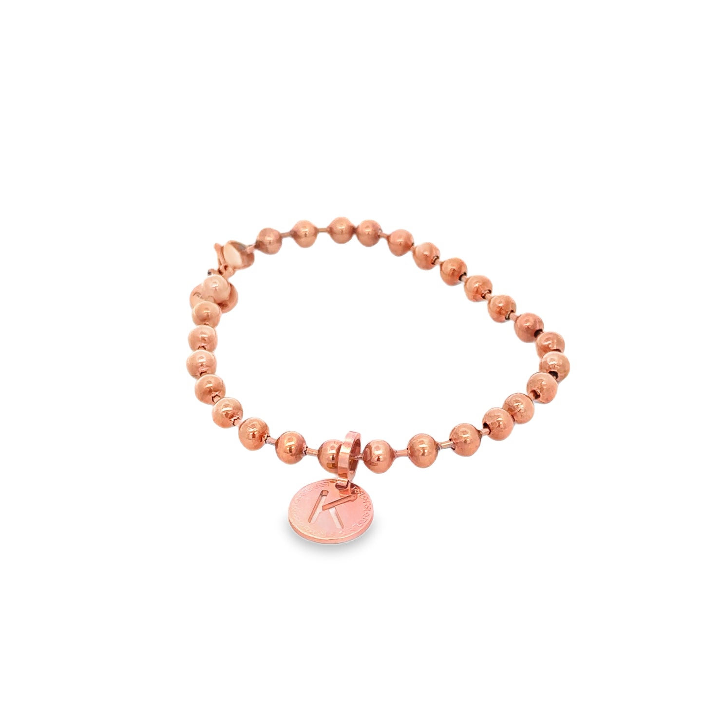 Rose Gold Plated Bead Initial Bracelet - Letter K - SHOPKURY.COM