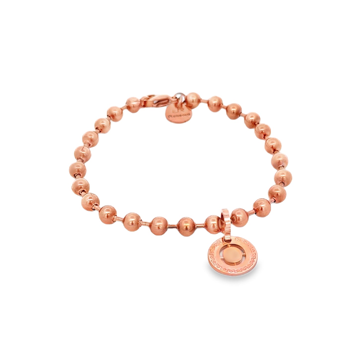 Rose Gold Plated Bead Initial Bracelet - Letter O - SHOPKURY.COM