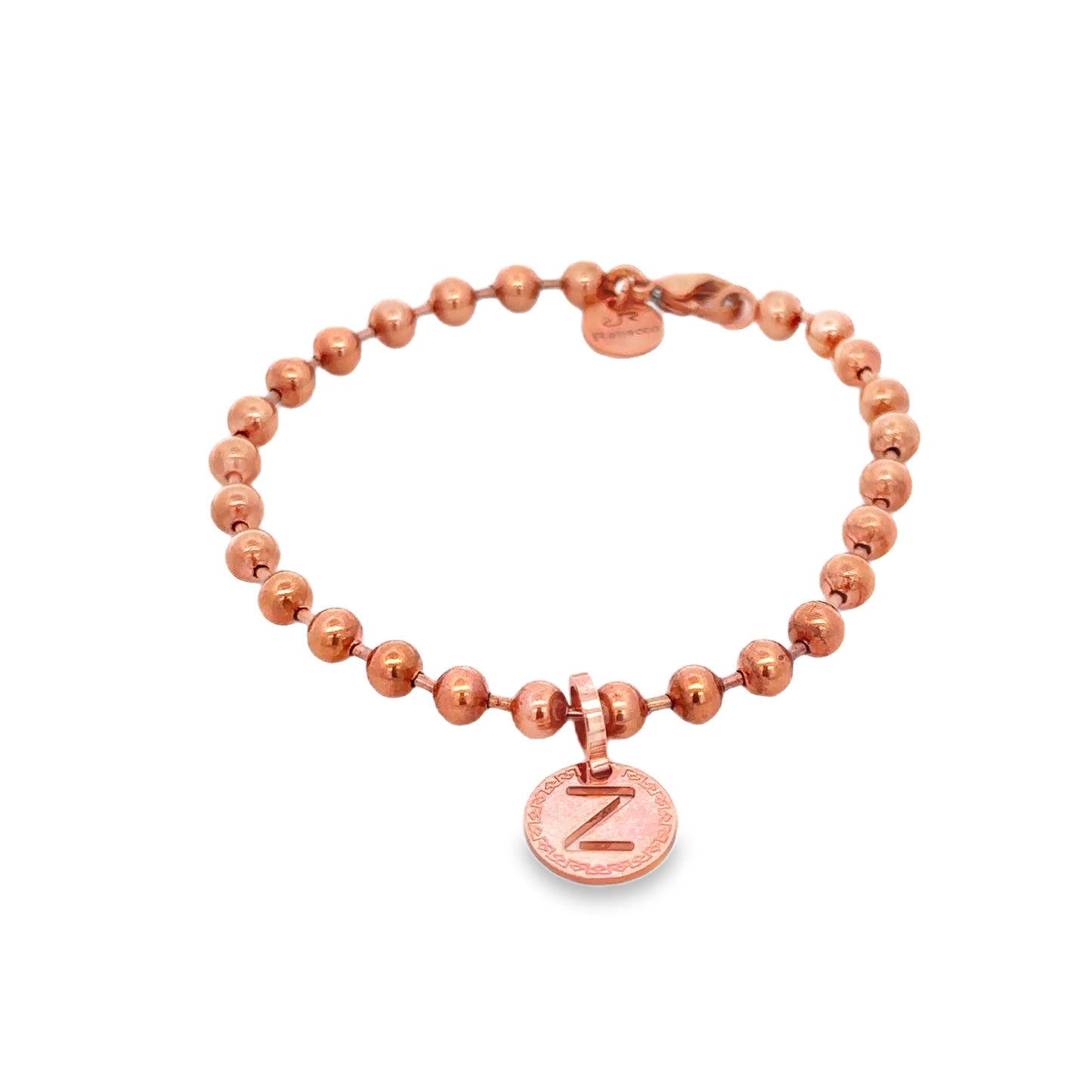 Rose Gold Plated Bead Initial Bracelet - Letter Z - SHOPKURY.COM