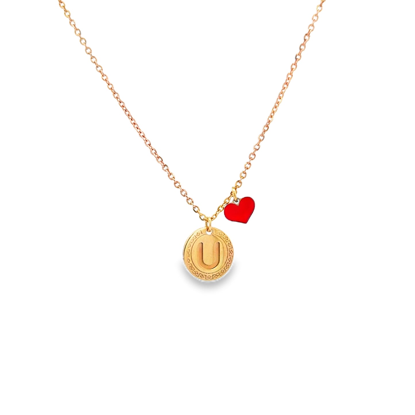 Heart & Initial Golden Necklace - SHOPKURY.COM