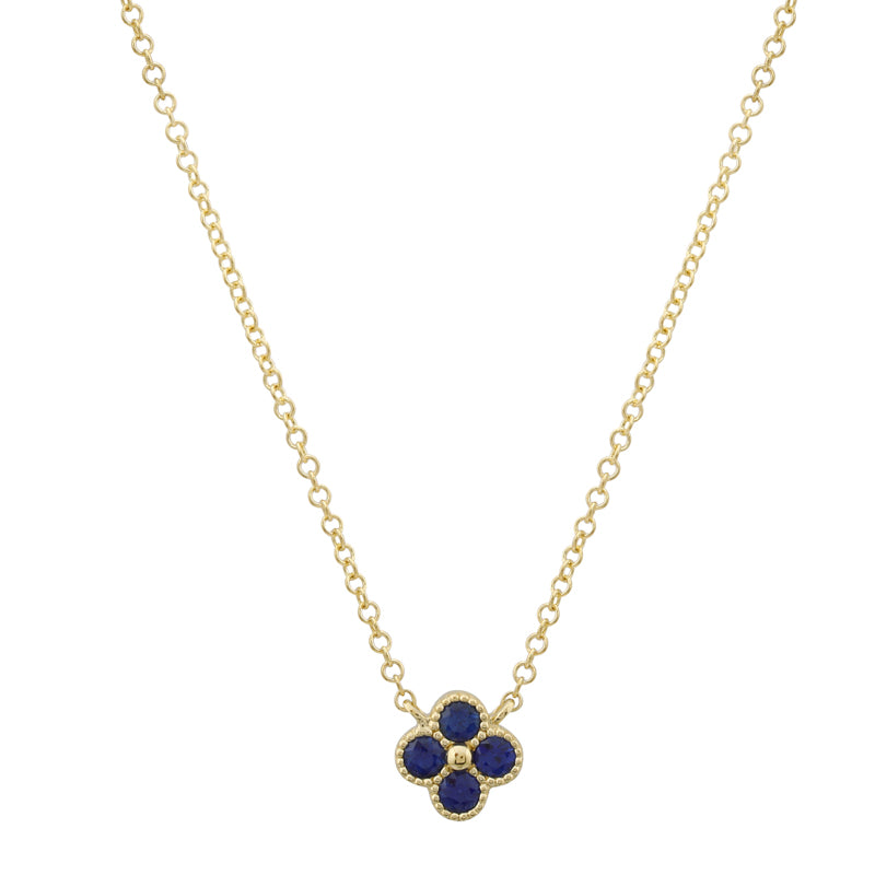 Clover Blue Sapphire Necklace - SHOPKURY.COM