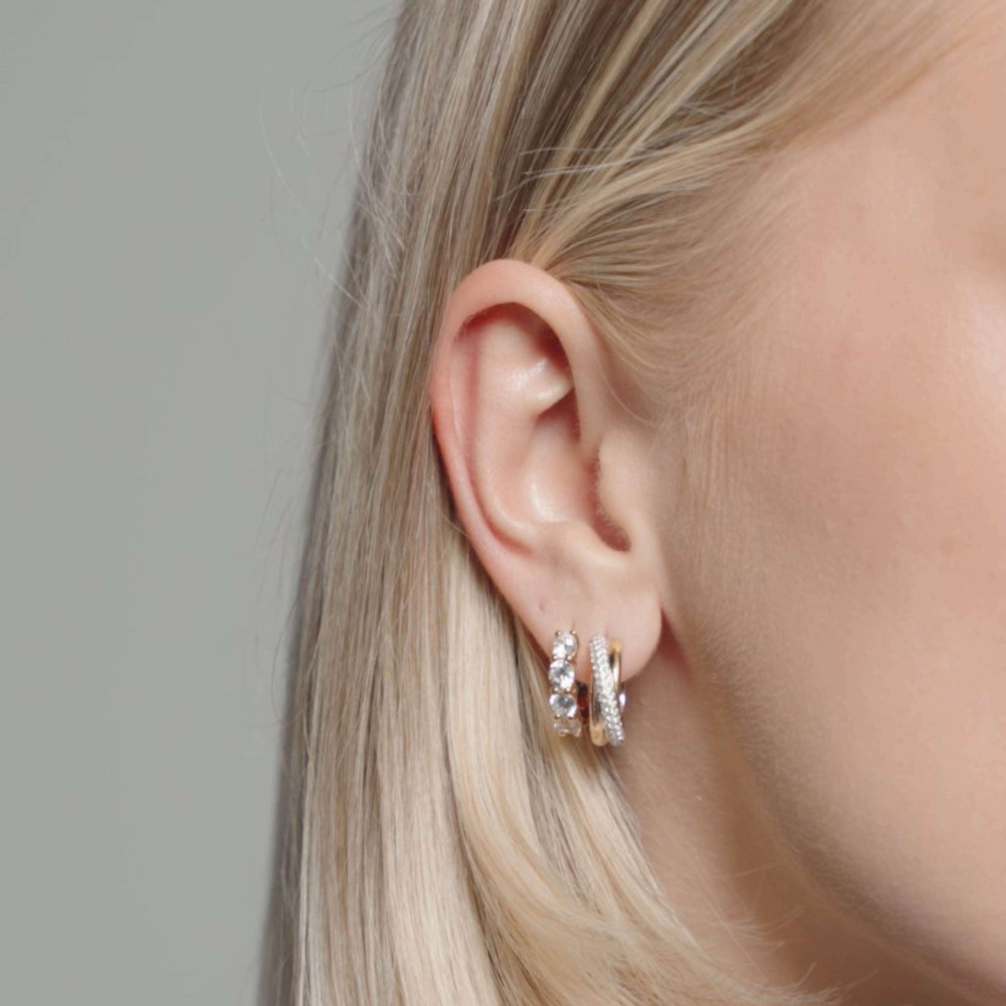 Trinity Three Tone Huggie Earrings - SHOPKURY.COM