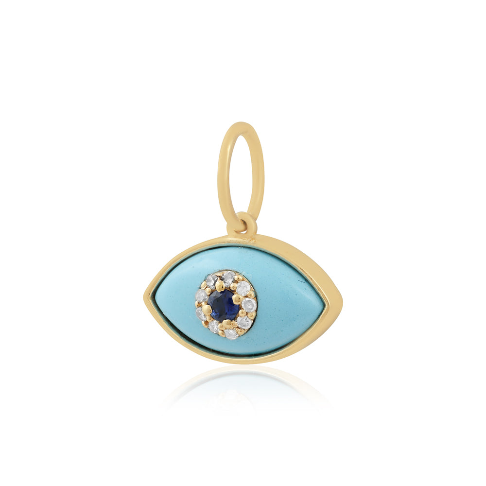 Evil Eye Turquoise, Sapphire and Diamond Pendant - SHOPKURY.COM