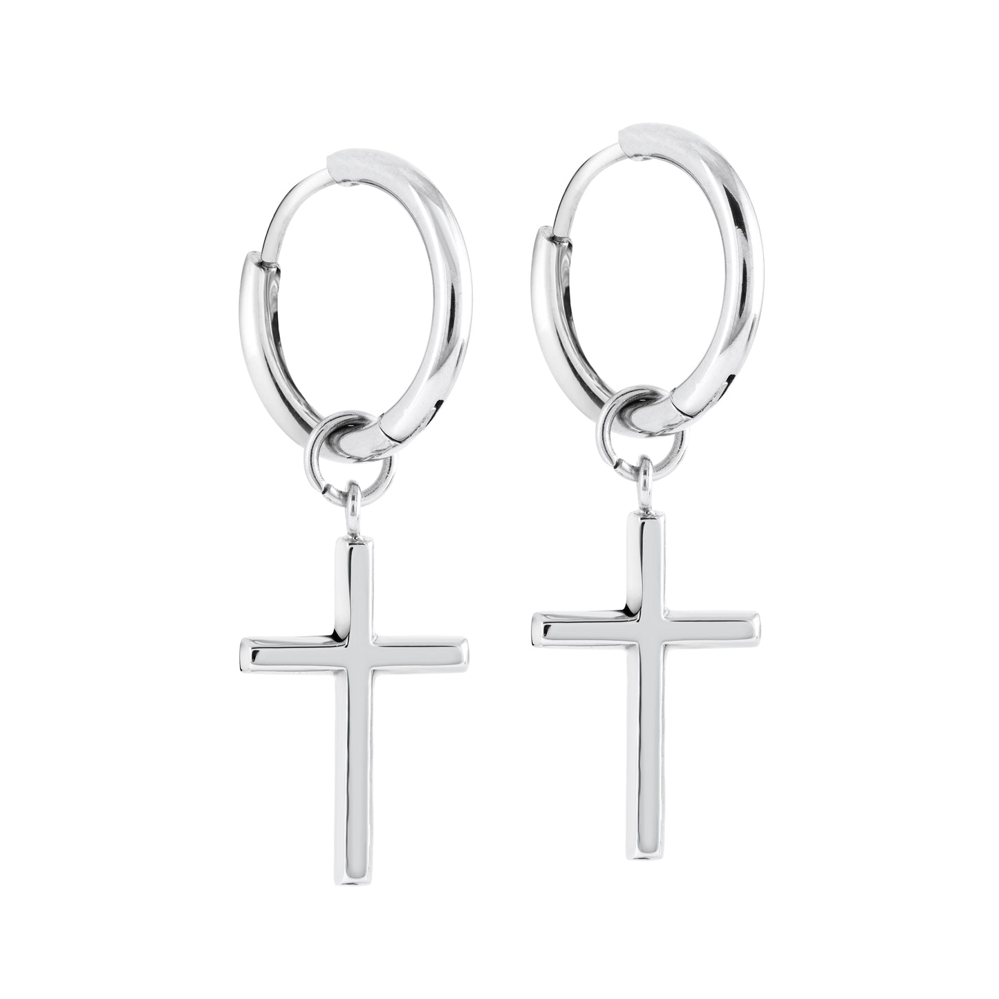 Cross Huggie Steel Earrings - SHOPKURY.COM