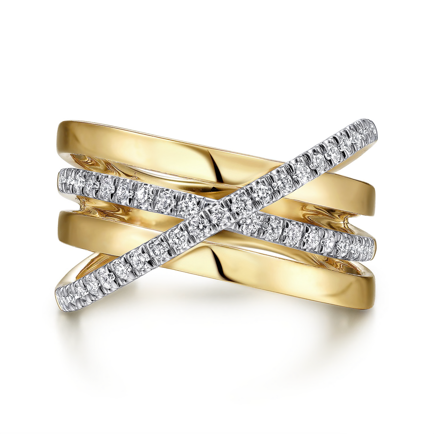 Criss Cross Two Tone Diamond Ring - SHOPKURY.COM