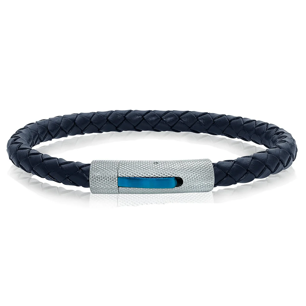 Blue and Steel Leather Bracelet - SHOPKURY.COM
