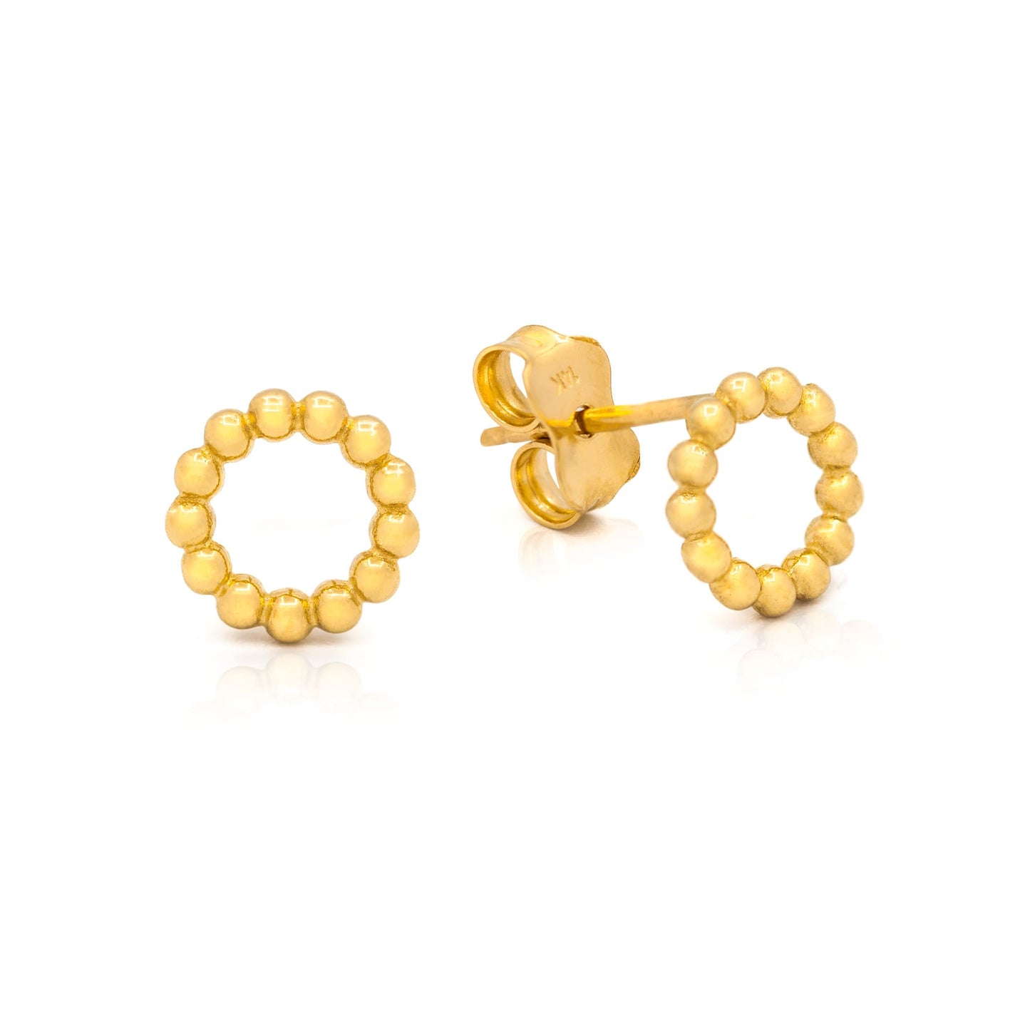 Open Beaded Circle Stud Earrings - SHOPKURY.COM